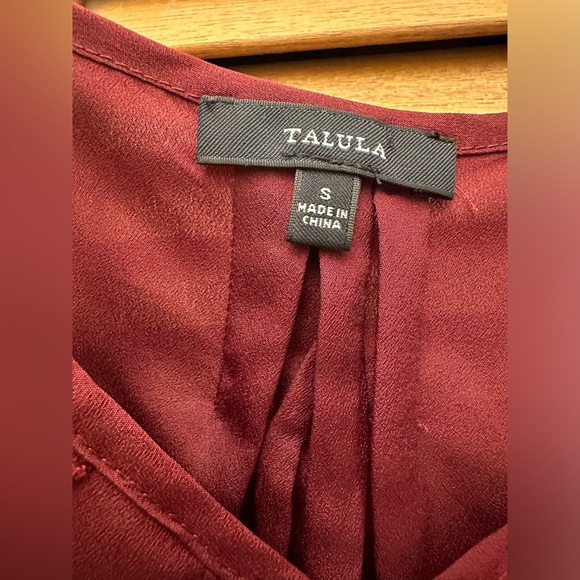 Talula Size S Burgundy Spagetti Strap Adjustable Pleated Lace Inset Camisole Top - Picture 8 of 13